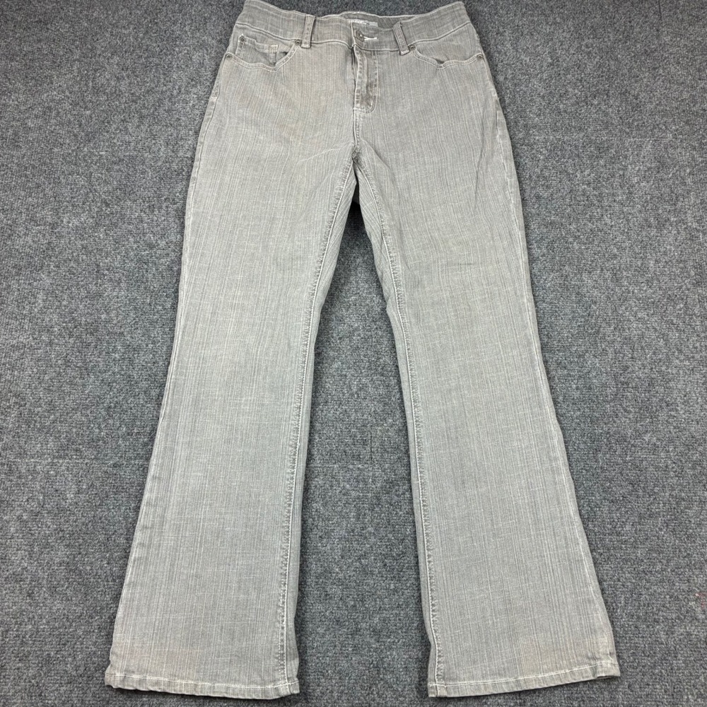 VTG Chicos Platinum Gray Bootcut Jeans Womens Size 0.5 30x28 Short Denim Pants